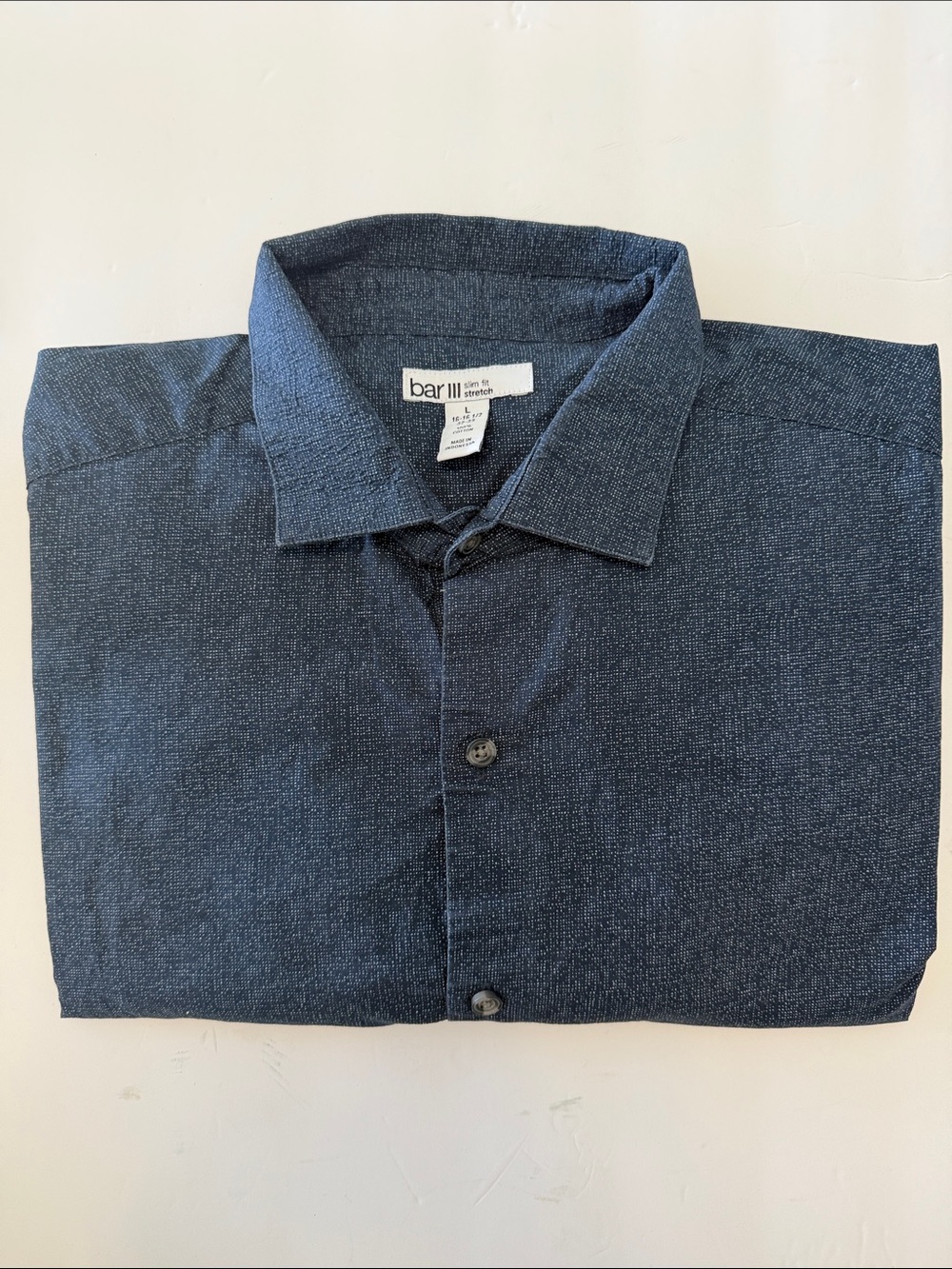 Bar III Men's Dark Navy Textured Button-Down Shirt